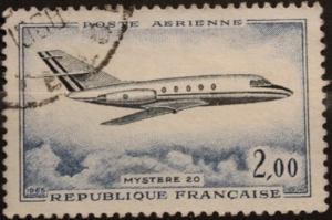Timbre Poste Arienne 1965 mystere 20 - dassault - 2,00F num YT 42