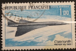 Timbre Poste arienne concorde premier vol 1969 - 1F num YT 43
