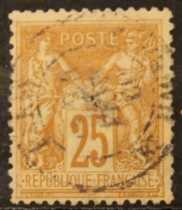timbre poste france 25c num YT92