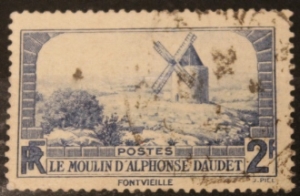 Timbre Poste France RF 2F le moulin d'Alphonse Daudet Fontvieille