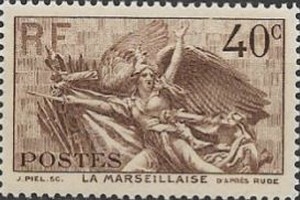 Timbre Postes RF La Marseillaise 40c num YT 315