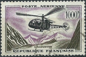 Timbre Poste Arienne France l alouette 1000F num YT 41